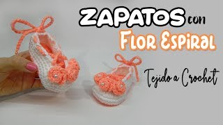 Zapatos con flor Espiral Tejidos a Crochet  PASO A PASO [upl. by Lindeberg912]