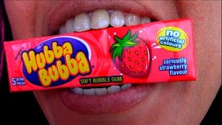 ASMR Hubba Bubba Strawberry Chewing gum Burping Sounds [upl. by Hayalat]