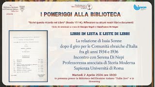 Libri in lista e liste di Libri La relazione di Isaia Sonne [upl. by Nnairret]