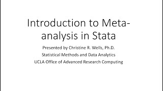 Introduction to Metaanalysis using Stata [upl. by Cummine952]