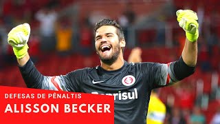 AS 6 DEFESAS DE PÊNALTIS DE ALISSON BECKER PELO INTERNACIONAL  Em Ordem Cronológica [upl. by Airitac]