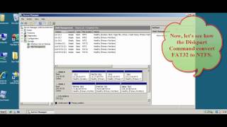 Convert FAT32 to NTFS in Windows 2003 2008mp4 [upl. by Eseyt]