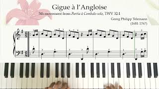 Grade 2 Piano Gigue à l’Angloise 5th movement from Partia à Cembalo solo TWV 321 by Telemann [upl. by Now50]