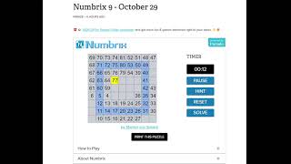 AI Solve Daily Numbrix 9 Puzzle 10292024 ASMR [upl. by Tahp]