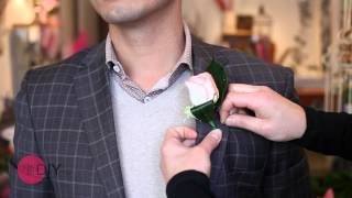 How to pin a buttonhole or boutonniere wedding flower [upl. by Aylad945]