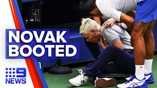 Novak Djokovic disqualified from US Open  9News Australia [upl. by Annodahs657]