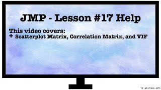 Lesson 17 Collinearity Detection in JMP Help [upl. by Namsu]