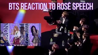 BTS reaction to BLACKPINK Rosé speech at Gaon Chart Award 2017 [upl. by Siouxie163]