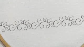 Fancy Leaf Vine Border Embroidery Design Hand Embroidery [upl. by Nations]