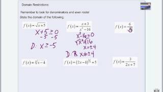 Algebra II Review of Domain Restrictions [upl. by Asilenna]