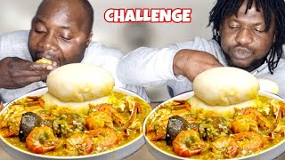 ASMR BIG BITES CHALLENGE FUFU and SEAFOOD OKRA SOUP with Snail Crabb Prawns Nigerian food [upl. by Zelda]