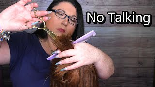 ASMR Hair Salon Roleplay NO TALKING Wet Haircut Blow Dry Hair Dryer Spray Sounds Brushing [upl. by Asseram]