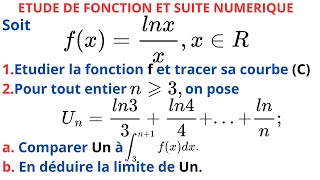 FONCTION LOGARITHME ET SUITE DEFINIE PAR UNE INTEGRALE [upl. by Atnovart]