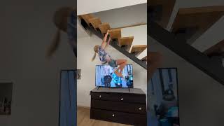 Athletic Girl Climbs Cantilevered Stairs Using Her Hands [upl. by Kathye]