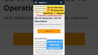 go ai interview questions❓Amazon go ai associate interview experienceamazonjobsfromhome ytshorts [upl. by Aihsenal]