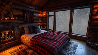 Cozy Fireplace in Cold Winter Bedroom  Snowstorm Wind Space to Rest Relax Read Books [upl. by Jsandye329]