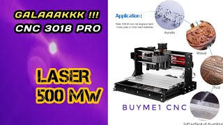 Blue Laser 500mw 05 Watt CNC 3018 PRO ER11 Laser Engraving Milling Router BUYME1 CNC Test [upl. by Dnalwor]