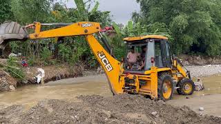 Backhoe Loader Working In River droneplanet2040 [upl. by Margarethe266]