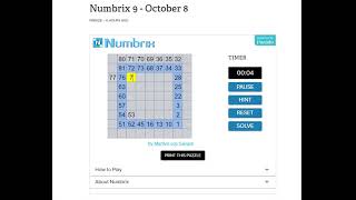 AI Solve Daily Numbrix 9 Puzzle 1082024 ASMR [upl. by Isleen]