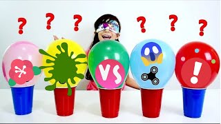 DESAFIO DOS BALÃ•ES SURPRESA COM SLIME e FIDGET SPINNERS â˜… Brinquedos Divertidos em Bexigas Coloridas [upl. by Duester]