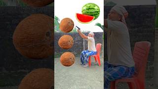 Rounding coconuts to Grapes Mango lichi amp Watermelon  Fruits names magic video [upl. by Dyer]