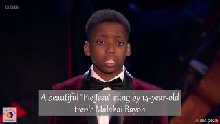 A beautiful quotPie Jesuquot sung by 14yearold treble Malakai Bayoh [upl. by Eanar886]