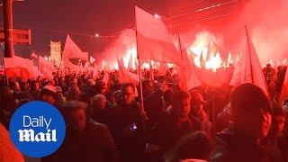 More than 200000 marched to celebrate Polands independence [upl. by Adimra145]