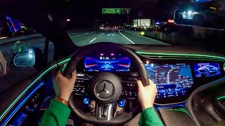 2022 MercedesAMG EQS  POV Night Drive Binaural Audio [upl. by Anniken]