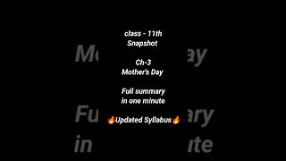 Mothers day class 11 summary in one minute englishsummary shorts exampreparation class11english [upl. by Si881]