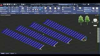 Autocad tutorial  3D PhotoVoltic solar panel layout Autocad 3D Tutorial [upl. by Malynda]