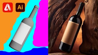 Generate Wine Bottle Mockups Using Adobe Illustrator and Firefly  Product Photography Direction [upl. by Ynaffik]