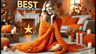 🧶 LiBcmlian Chunky Knit Blanket Throw  Best Orange Knit Blanket 🍊 [upl. by Lewse]