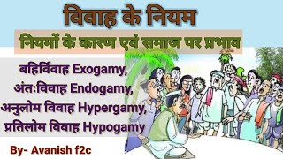 बहिर्विवाह विवाह।Exogamy।अंतःविवाह।Endogamy। अनुलोम विवाह।Hypergamy। प्रतिलोम विवाह Hypogamy [upl. by Atsira282]