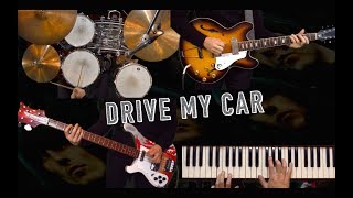 Drive My Car  Guitar Bass Drums and Piano Cover  Instrumental [upl. by Noslen]