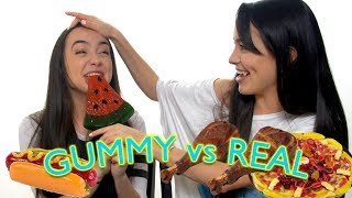 Gummy Food vs Real Food Challenge  Merrell Twins [upl. by Lamag212]