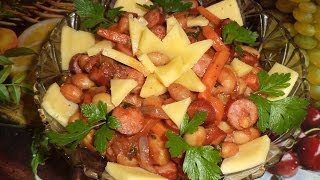 Теплый салат с фасолью и охотничьими колбасками [upl. by Suedama734]