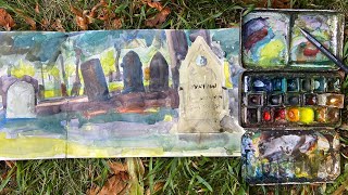 Recent plein air sketches  watercolour pencils amp Art Graf [upl. by Ehcar]