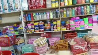 fine plastic store in Sargodha vlog plastic toys plate spoon  plastic bartan [upl. by Yatnohs725]