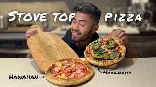 make Neapolitan pizza WITHOUT AN OVEN  stovetop pan pizza recipe [upl. by Thorin]