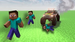 50 Steves vs Monster track vs Tank vs BIG Track Minecraft Teardown [upl. by Clyve]