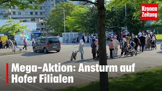 MegaRabatte RiesenAnsturm auf HoferFilialen  kronetv NEWS [upl. by Attalie]