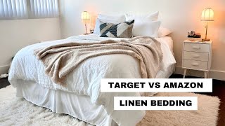 NEW BEDDING Target vs Amazon LINEN BEDDING [upl. by Hannad755]