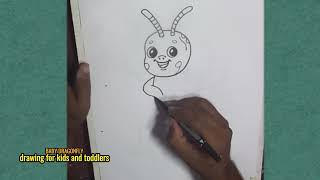 How To Draw A Cartoon Dragonfly  Baby Dragonfly Drawing [upl. by Lotsirk]