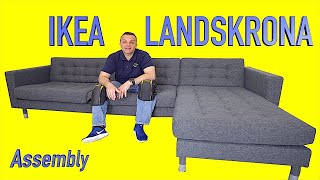 Ikea LANDSKRONA 3 seat sofa with chaise longue Assembly instructions [upl. by Galven314]