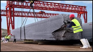 70 Tons Granite Cutting and Carving Process Largest Granite Factory [upl. by Eustacia]