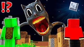 How Creepy CARTOON CAT BECAME TITAN and ATTACK JJ and MIKEY TOWN at 300am   in Minecraft Maizen [upl. by Bart361]