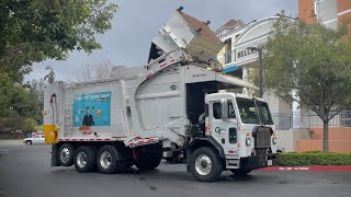 GreenTeam of San Jose  Peterbilt 520 McNeilus Meridian Front Loader Garbage Truck [upl. by Annawahs842]