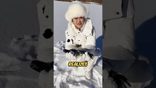 Girl Builds A Fishing Camp In The Snow shortsvideo [upl. by Anyrtak]