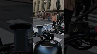 Riding through the famous Lasalle Street in Chicago classicmotorcycles [upl. by Nerej]