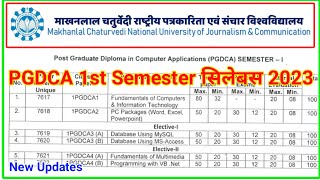 PGDCA 1st Semester Syllabus 2023  MakhanLal Chaturvedi University pgdca Syllabus 2023 [upl. by Alih]